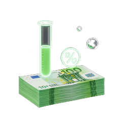 Willkommensbonus 500 Euro Symbol mit Laborflasche